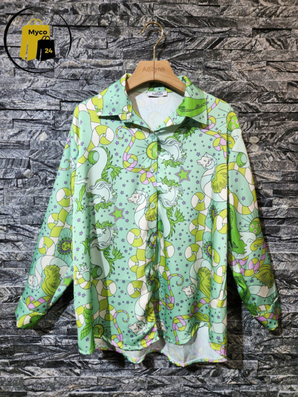 Flowing shirt with colorful astro prints, long sleeves