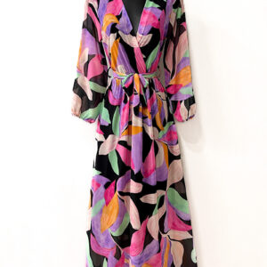 AURIRA wrap dress . printed. with lining and long sleeves