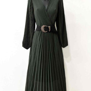 LALISA dress totally pleated in front and behind; and pleated sleeves viscose lining